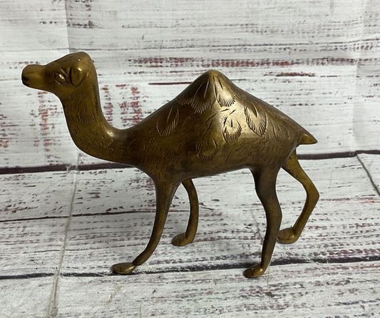 Vintage Engraved 4" Camel Figurine Brass