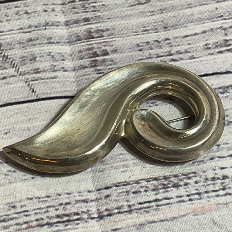 VTG. TAXCO MEXICO Sterling Silver 3" Swirl Pendant/Brooch- 25.36g
