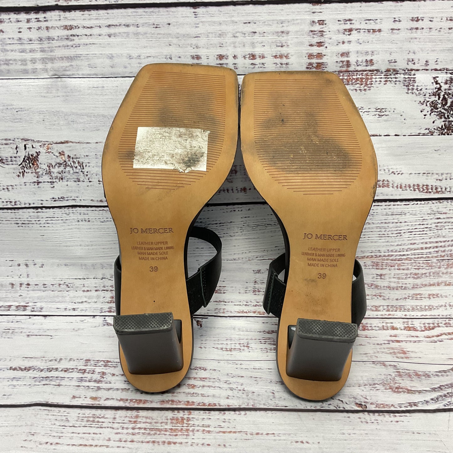 Jo Mercer Black Leather Block Heel Women Size 9