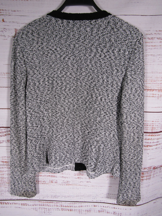 St. John Women's Black & White Full Zip Tweed Blazer Jacket Size 12