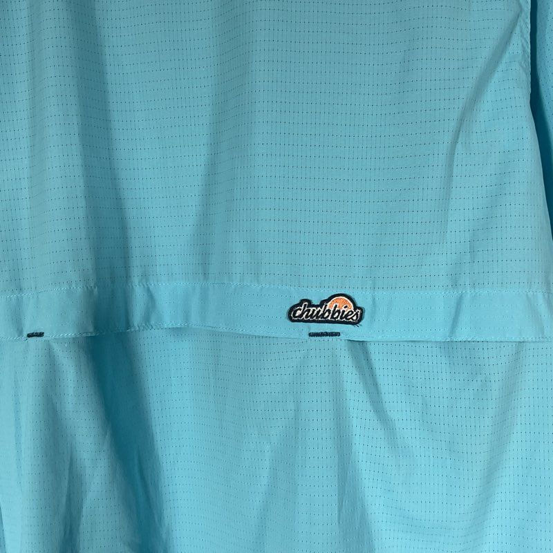 Chubbies Light Blue Long Sleeve Button Up Fishing Hunting Shirt - Size L