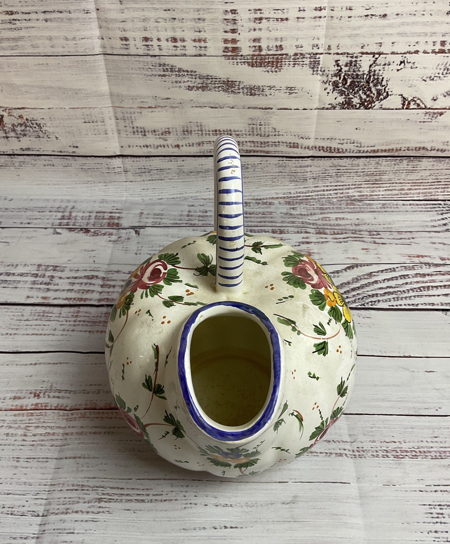 Floral Vintage Hand Made Italian Pitcher Signed