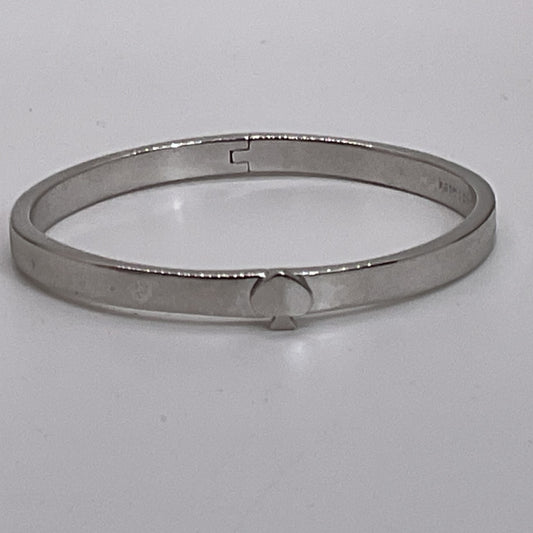 KATE SPADE Silver Tone Spade Detail Hinge Bangle Bracelet