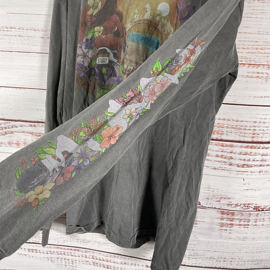 Stussy Grey Faded Hillshire Beach Hawaii Long Sleeve Sweat Shirt - Size M