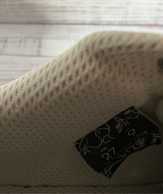 Men's A Bathing Ape JJJJound Bapesta White w/Gray Sneaker Size 9 Retail $309