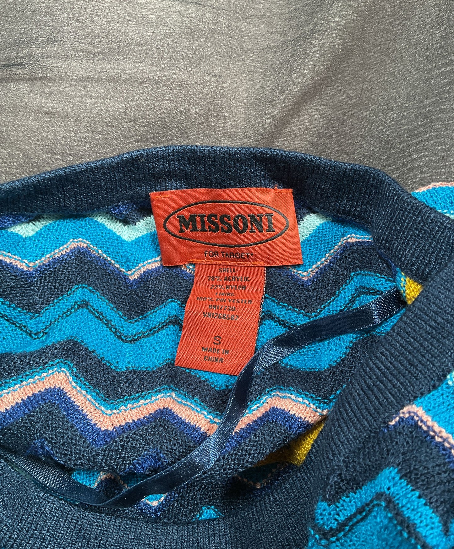 Missoni For Target Blue, Yellow and Pink Chevron Casual Dress - Size Small
