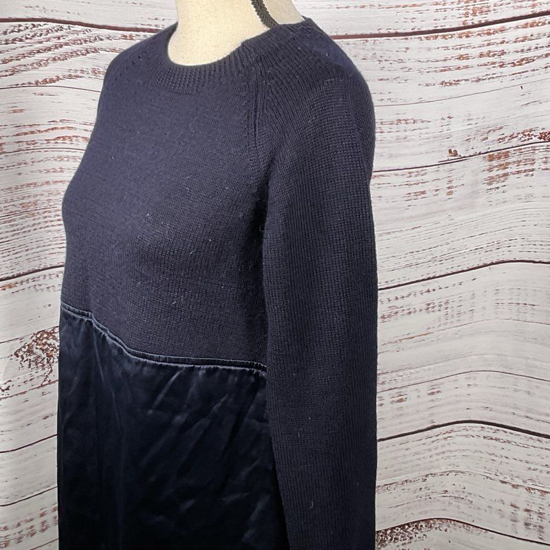 A.P.C. Women's Navy Blue Wool Knit and Silk Dress- SZ S