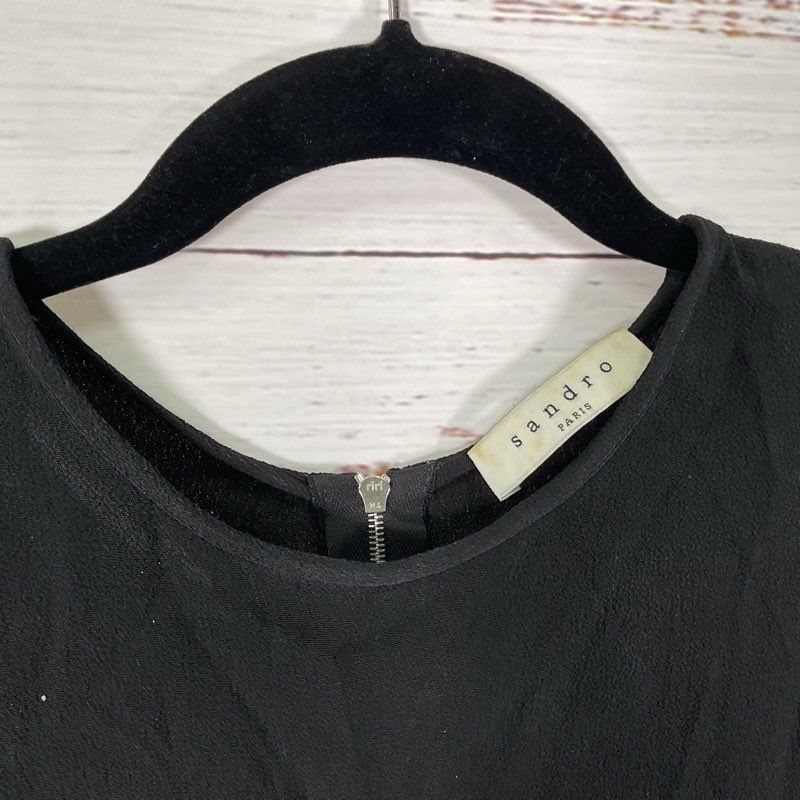 Sandro Black Sleeveless Mini Dress w/ White Detail - Size 3