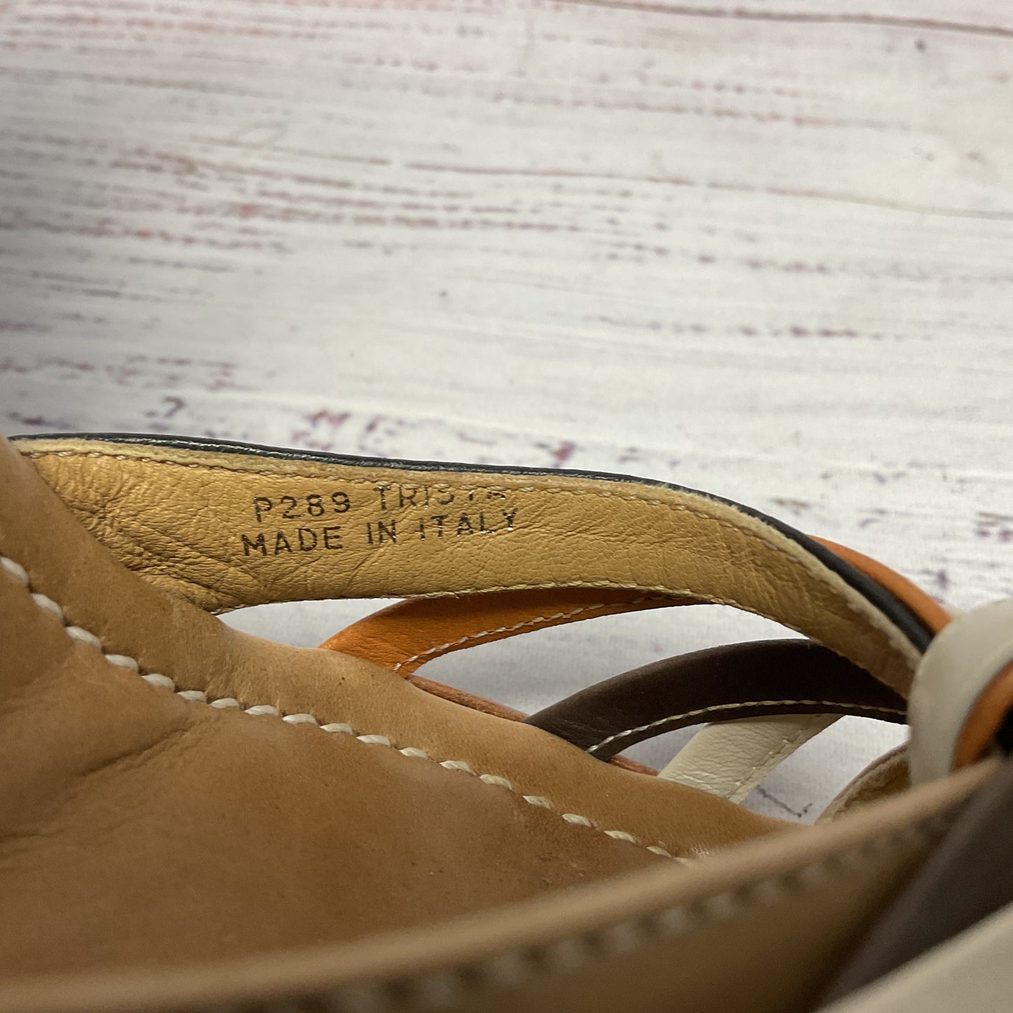 Coach Trista Brown Leather wedge Heel Sandal Women Shoes Size 6