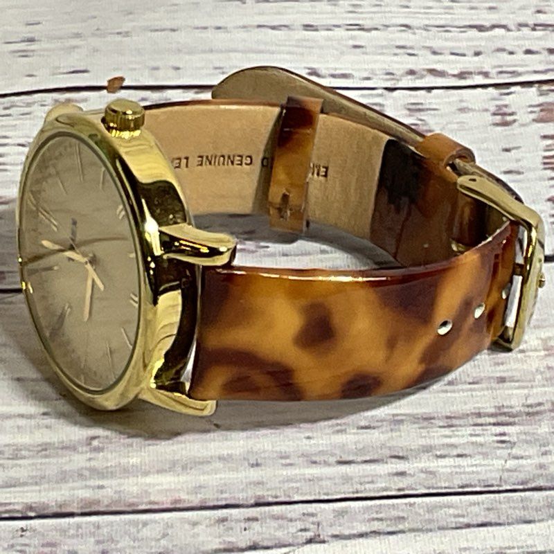 TIMEX T2P237 Women's Gold Tone Tortoise Band Watch- NEEDS BATTERY