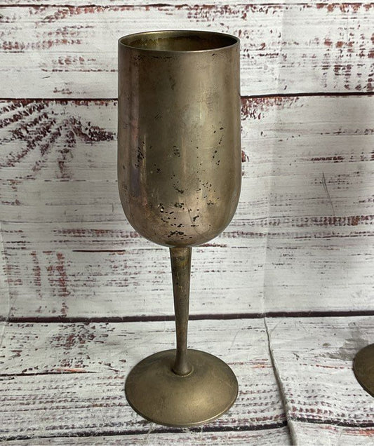 Vintage 8" Set of 2 Goblets Silver Plated