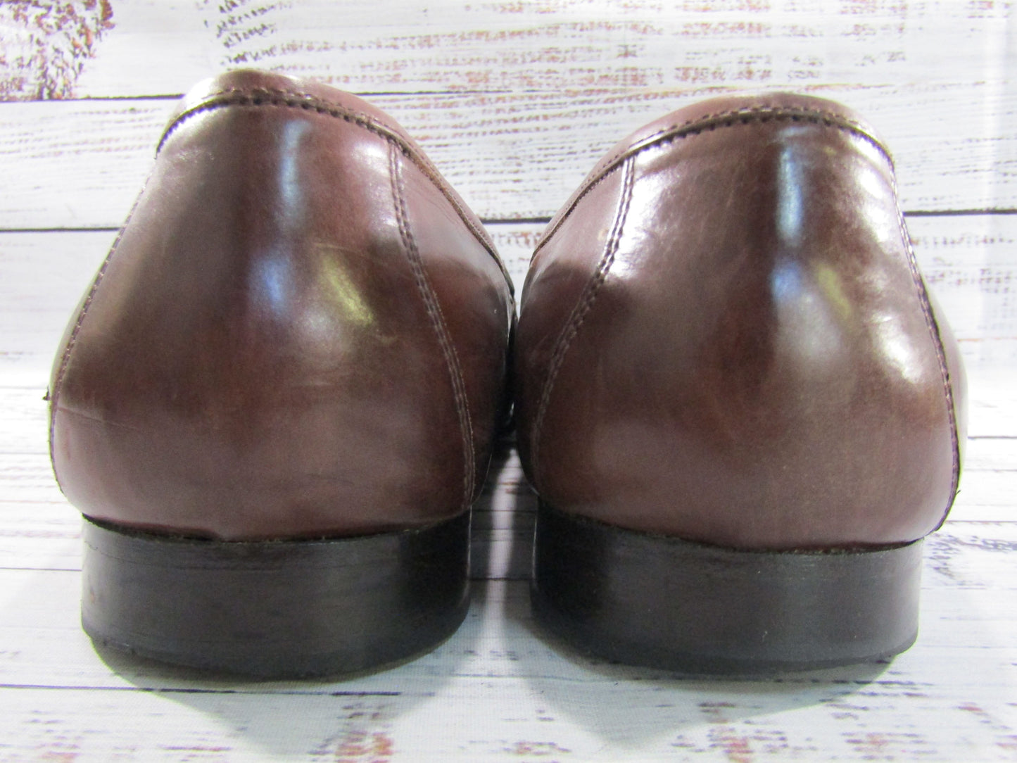 Johnston & Murphy Men's Brown Leather Woven Loafers Size 10.5