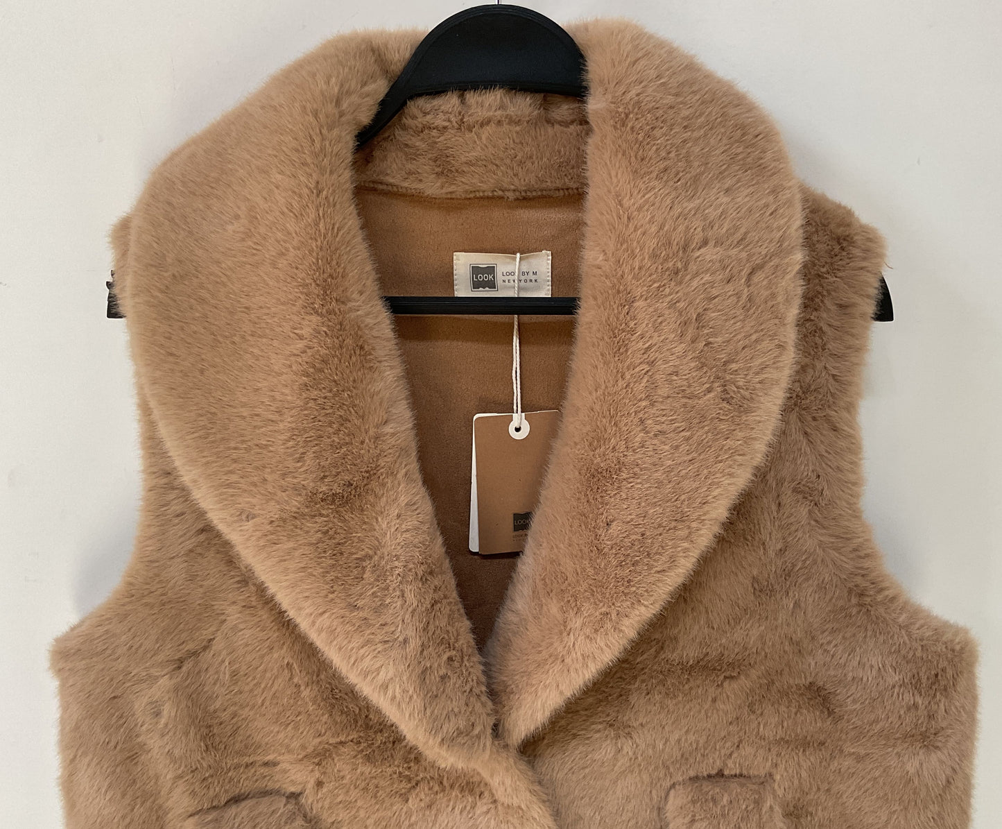 Look by M Women's Brown Faux Fur Vest One Size