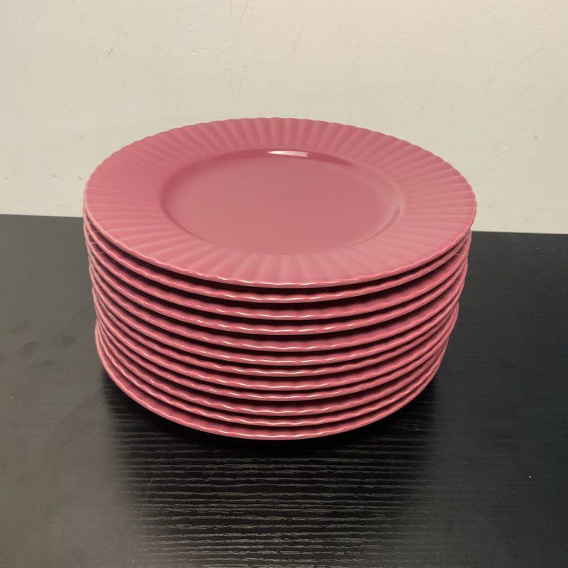 Mikasa Potpourri Fs100 Heather Purple Burgundy 8" Salad Plates Fluted Rim Lot 12