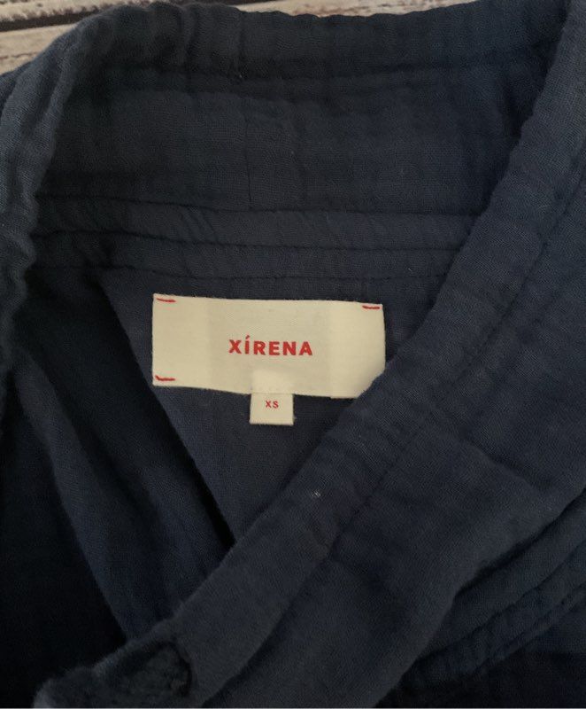 Women's Xirena Navy Blouse with drawstring neckline Size XS