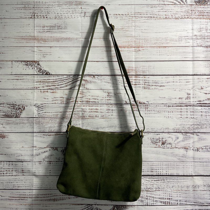Margot New York Green Suede Crossbody Shoulder Bag Purse
