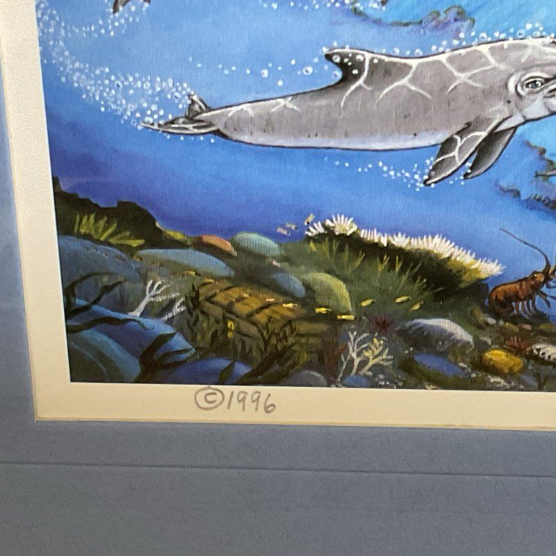 Signed & Numbered JEROME STUMPHAUZER Dolphins of Catalina Print- 14.25" x 11.5"