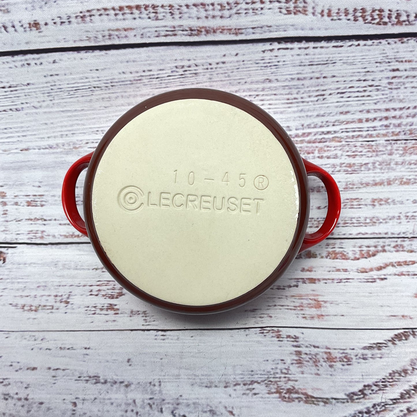 Le Creuset Mini Round Cocotte Red Pair No Lid 4"x5"x2"