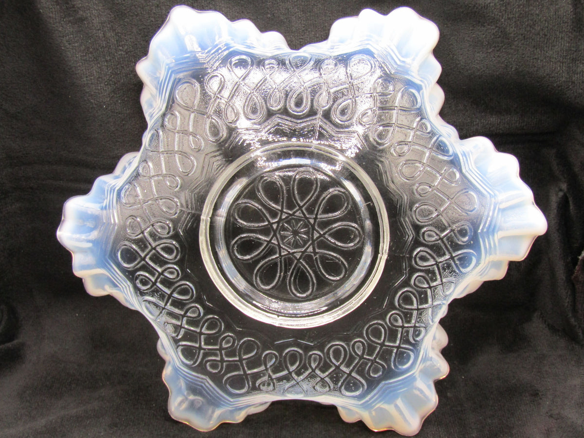 Vintage Jefferson Glass Co. Many Loops Opalescent Glass Bowl
