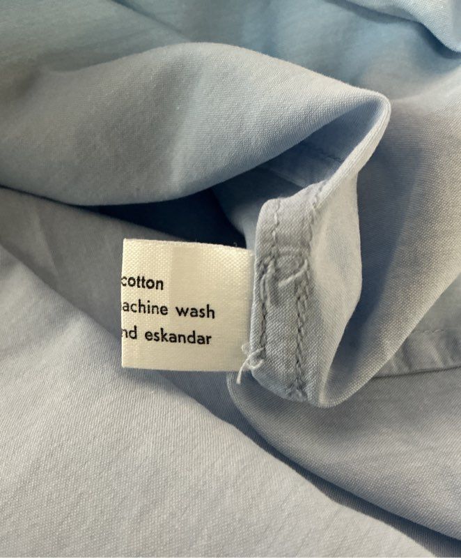 Women's Eskandar Light Blue 100% Cotton Blouse Size 1/L