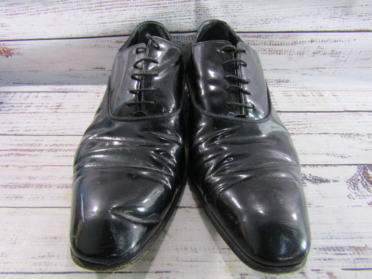 Vintage Yves Saint Laurent Men's Black Patent Leather Tuxedo Dress Shoes Size 8