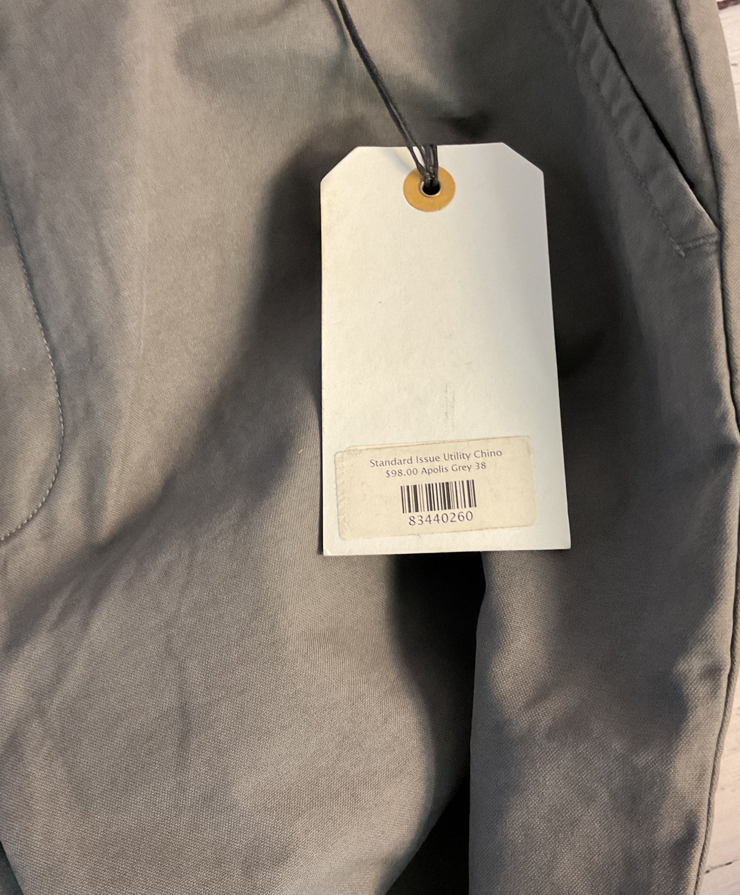NWT Men's Apolis Global Citizen Gray Chino Pants Size 38