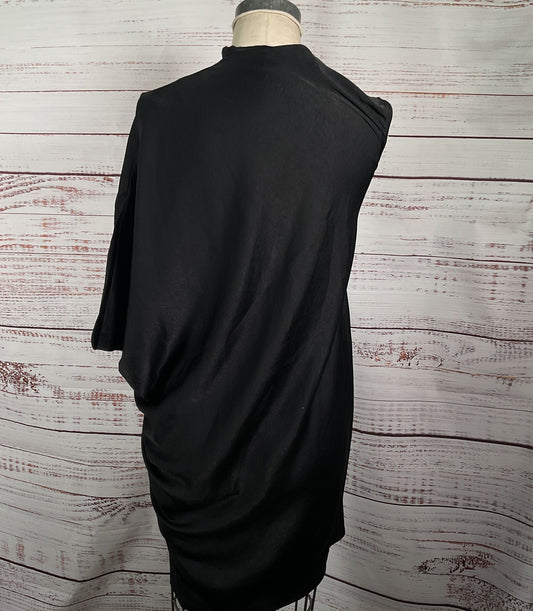 Helmut Lang Draped Asymmetrical Long Tunic Top Black P