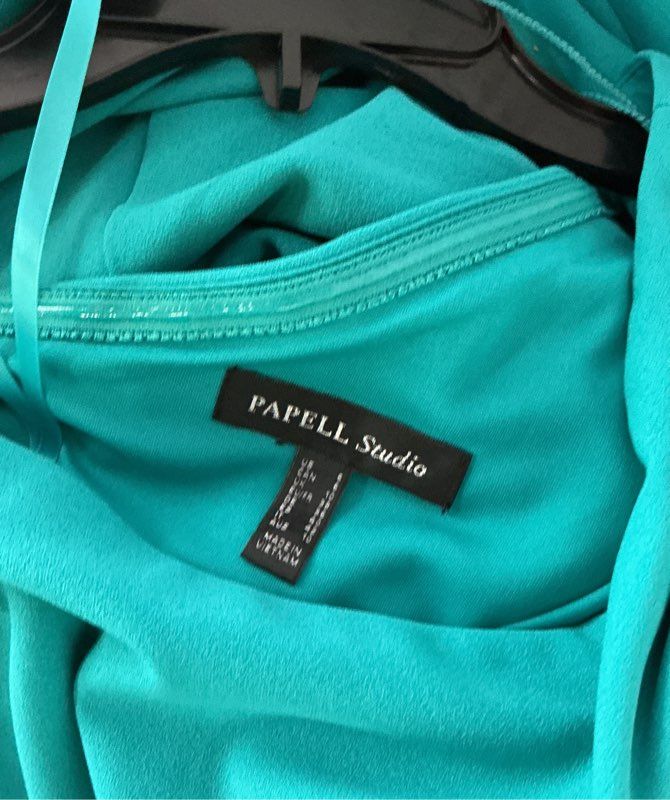 NWT Women's Papell Studio Teal One Shoulder Dress Size 6 Retail $169