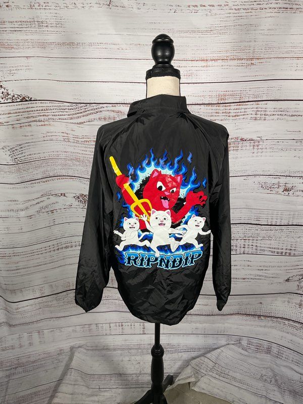 Ripndip Jacket Men's Black Devil Windbreaker Lightweight Back Graphic Size S