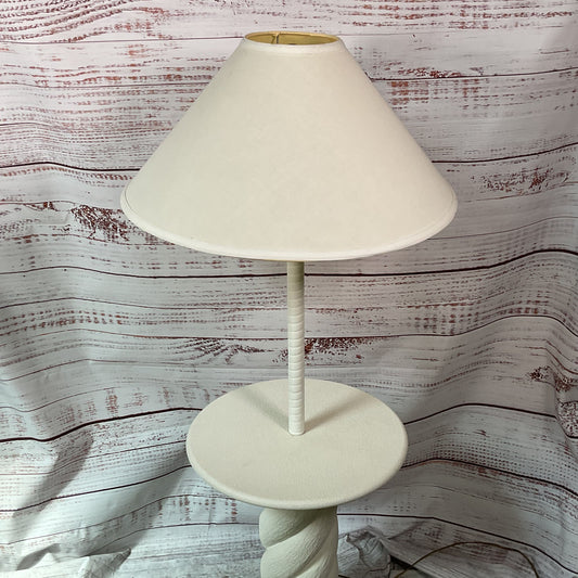 VTG. White Spiral Plaster Tall Floor Standing Lamp Table- 54" (NEEDS REWIRING)