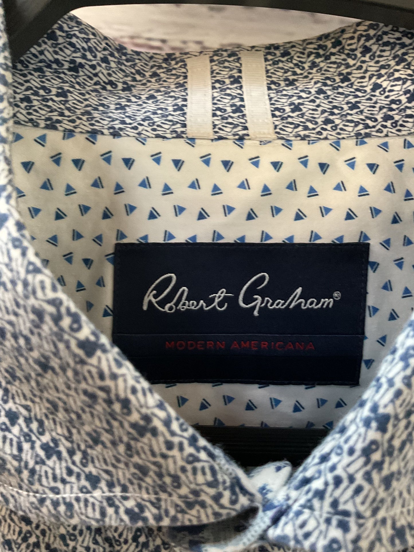 Robert Graham Blue Guitar Print Long Sleeve Button Down Shirt - Size XL