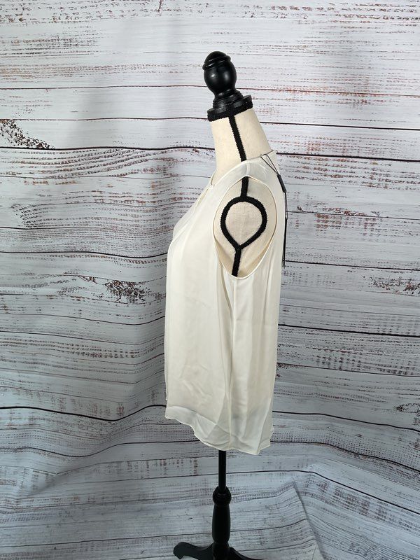NWT Elie Tahari Isadora White Sleeveless Pearl Blouse Women's Size S