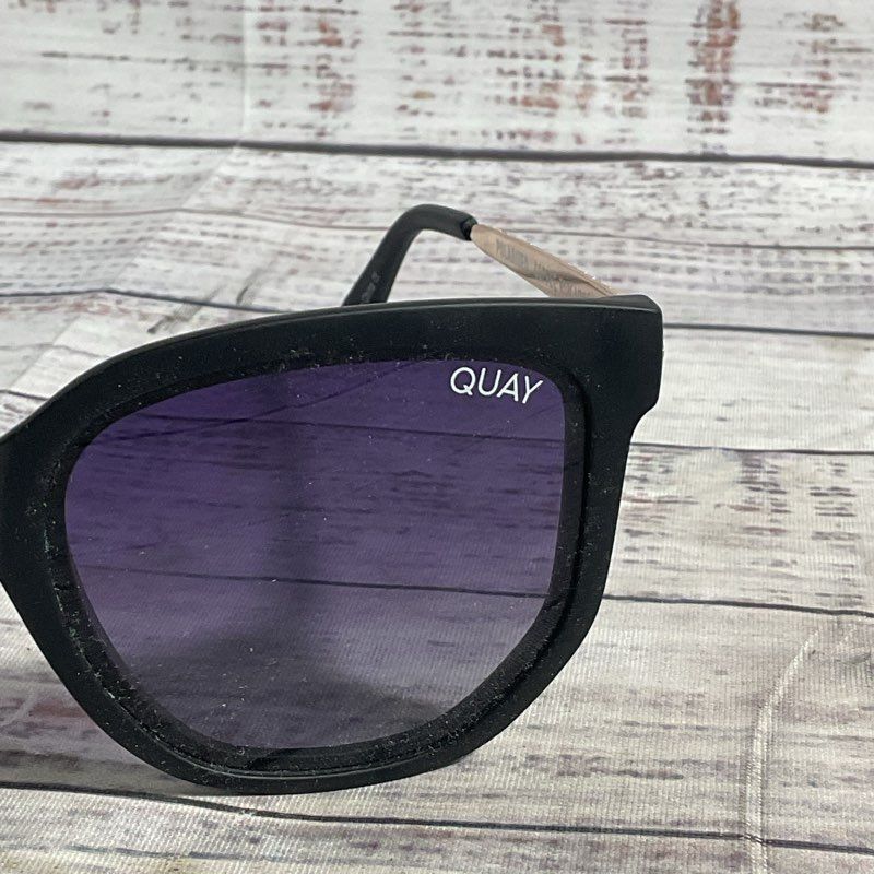 Quay Coffee Run Mini Black Purple Ombre Lens Polarized Sunglasses One Size