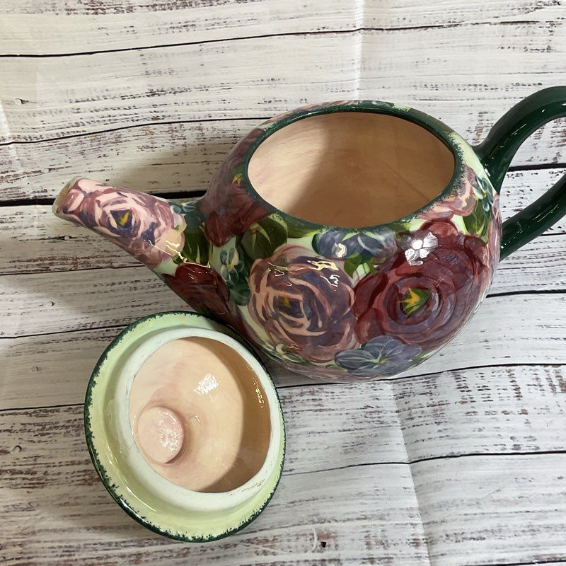 LESAL Ceramics Handcrafted Floral Teapot- 6.5"