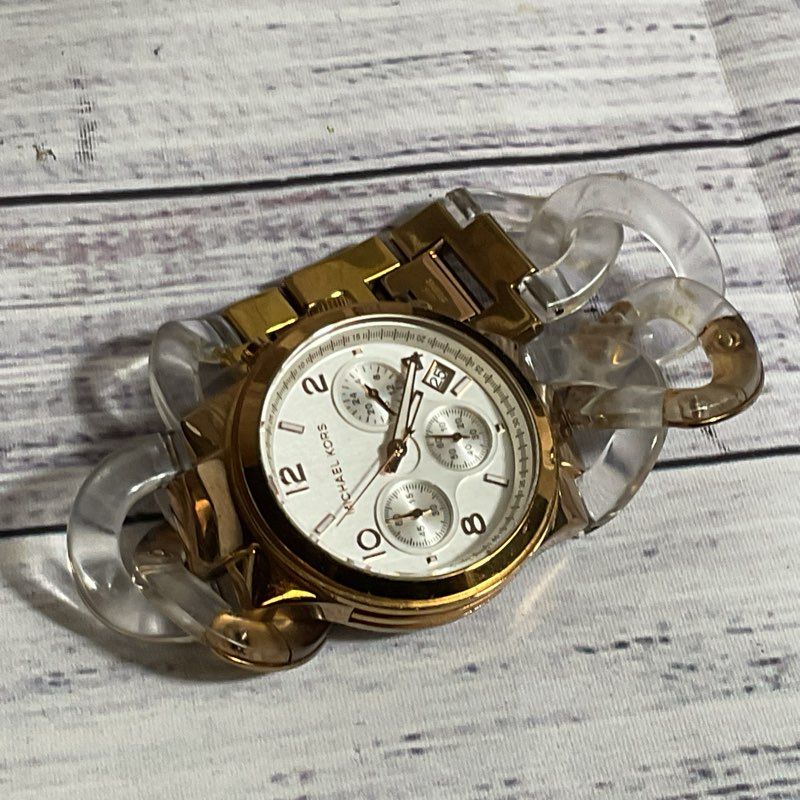 MICHAEL KORS Gold Tone & Lucite Link Women's Watch- 7"