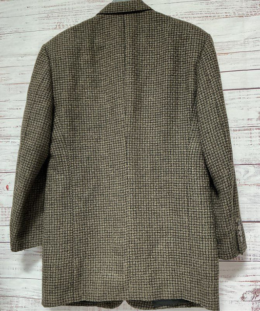 Men's Donna Karan Brown Houndstooth Wool Blend Jacket - Size 46 R