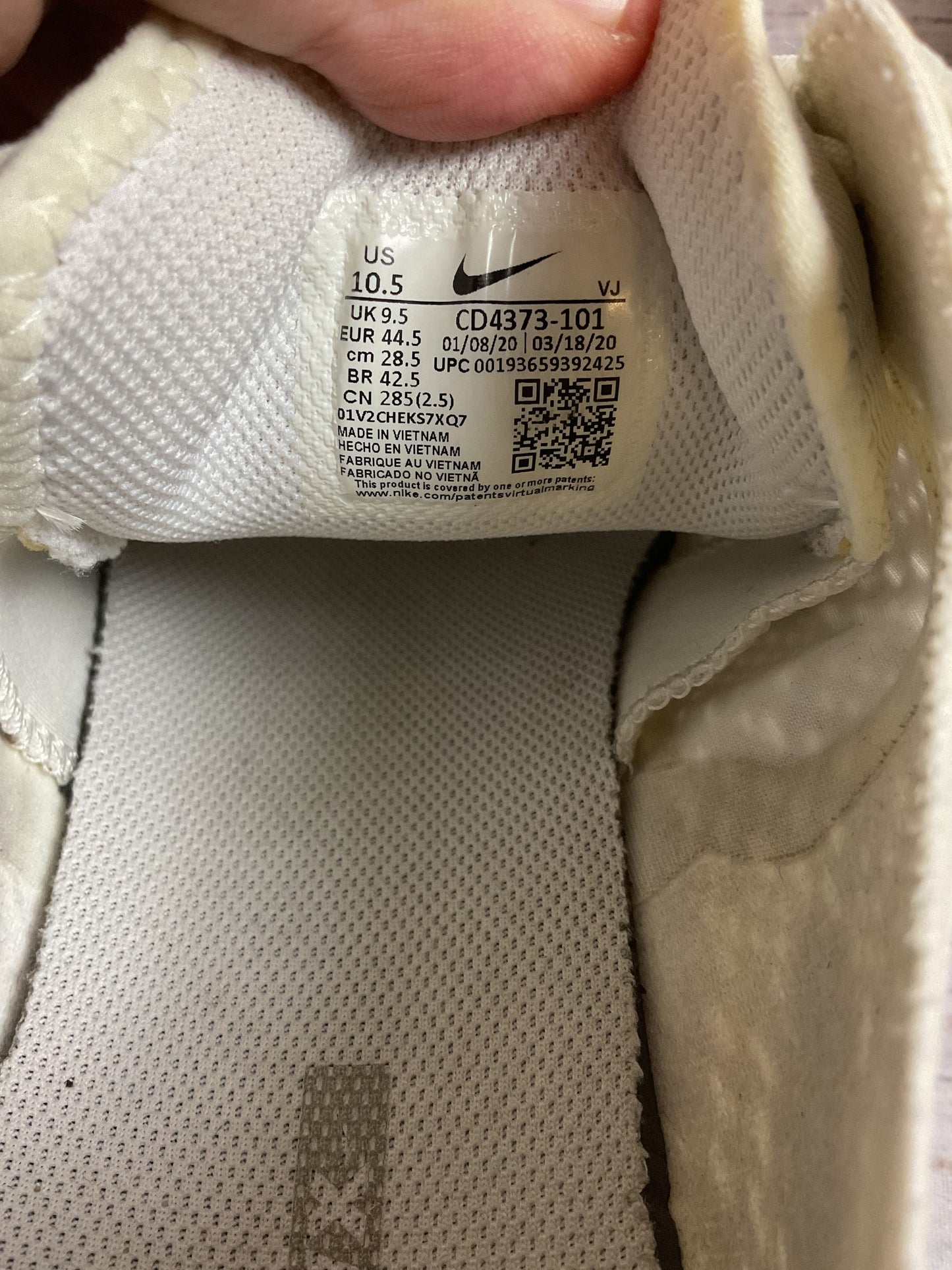 Nike React Vision White Athletic Shoe Men 10.5