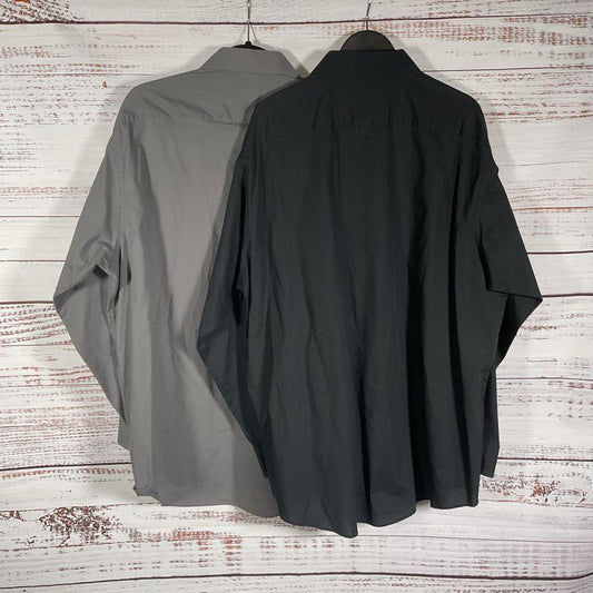 Pierre Cardin 2 pc. Button Up Dress Shirt Lot Black/Gray Men's Size XL