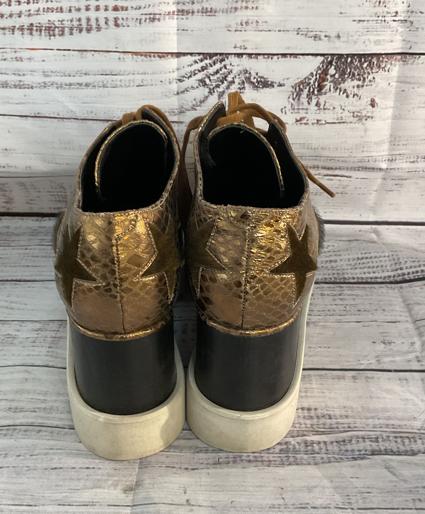 Stella McCartney Elyse Platform Star Oxfords Sneakers Bronze 6.5