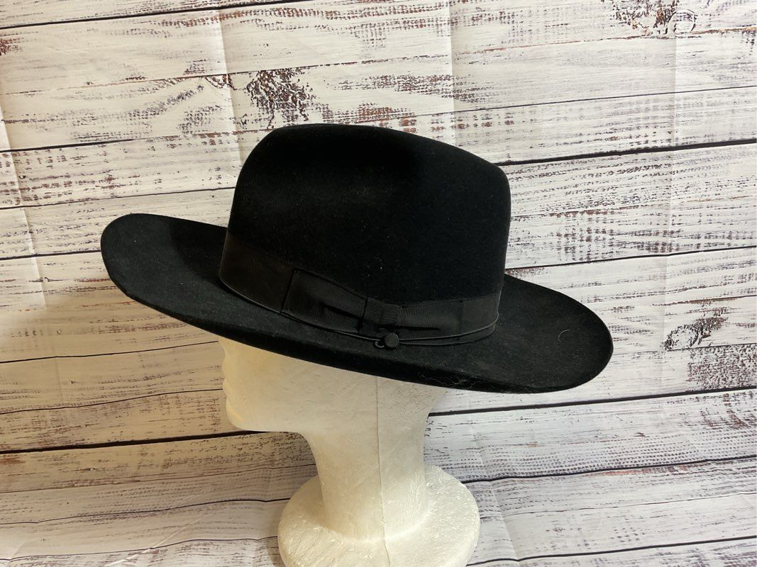 PRIMO HATTERS Women's Black Pluma Fedora Hat- SZ 22.25"