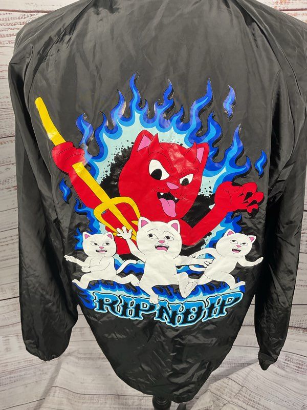 Ripndip Jacket Men's Black Devil Windbreaker Lightweight Back Graphic Size S