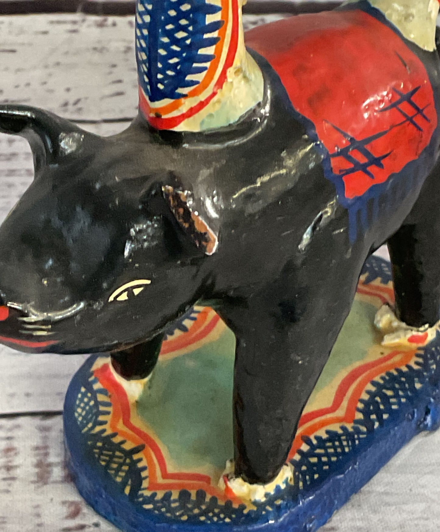 Handmade Mexico Tepetitlan Pig Figurines Multicolor