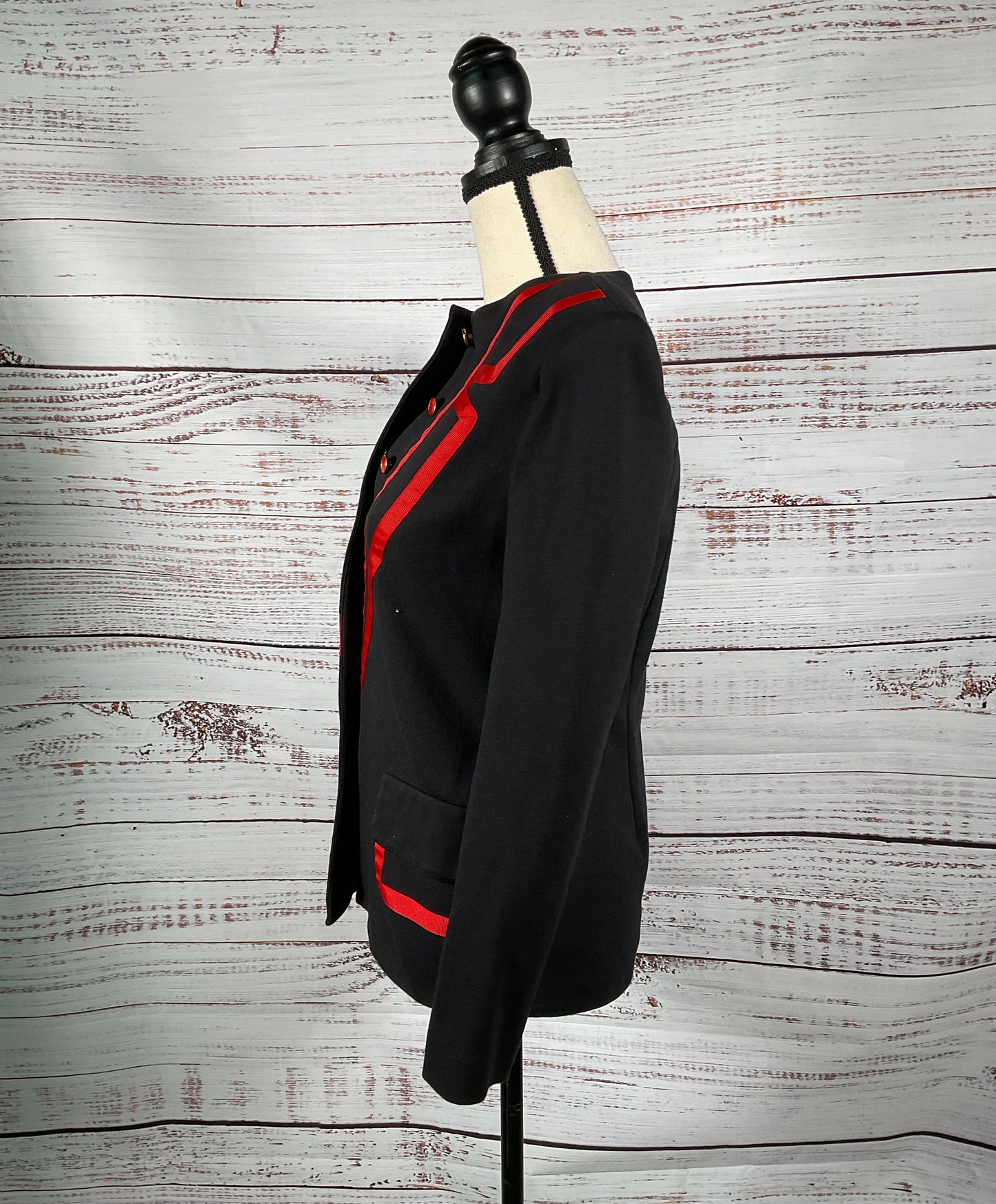 VTG Zoe LTD Black and Red Junior's Structured Blazer w/ Shoulder Pads - Size 12