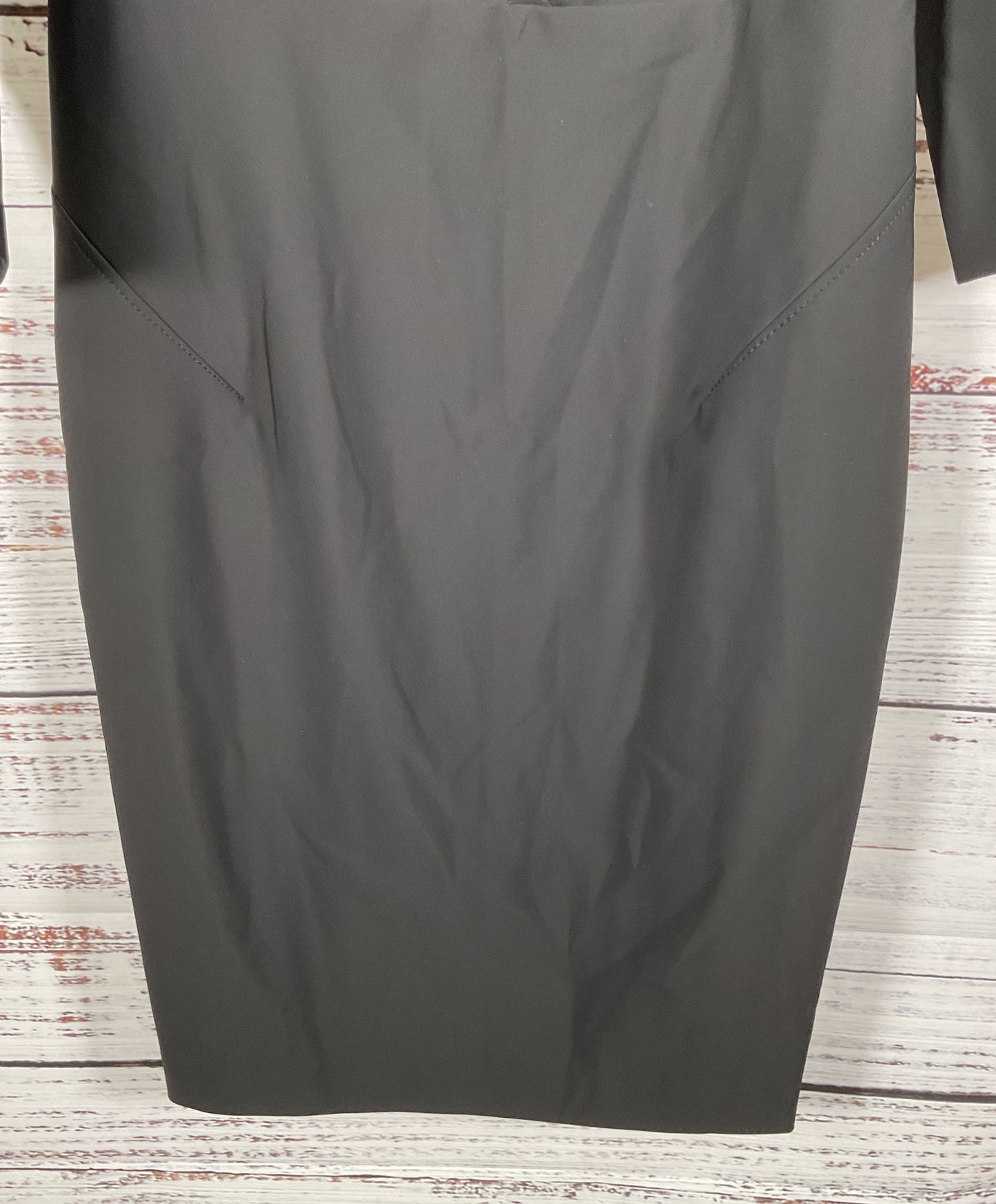 Donna Karan Women's Black Asymmetrical Neck 3/4 Sleeves Sheath Dress Size 10