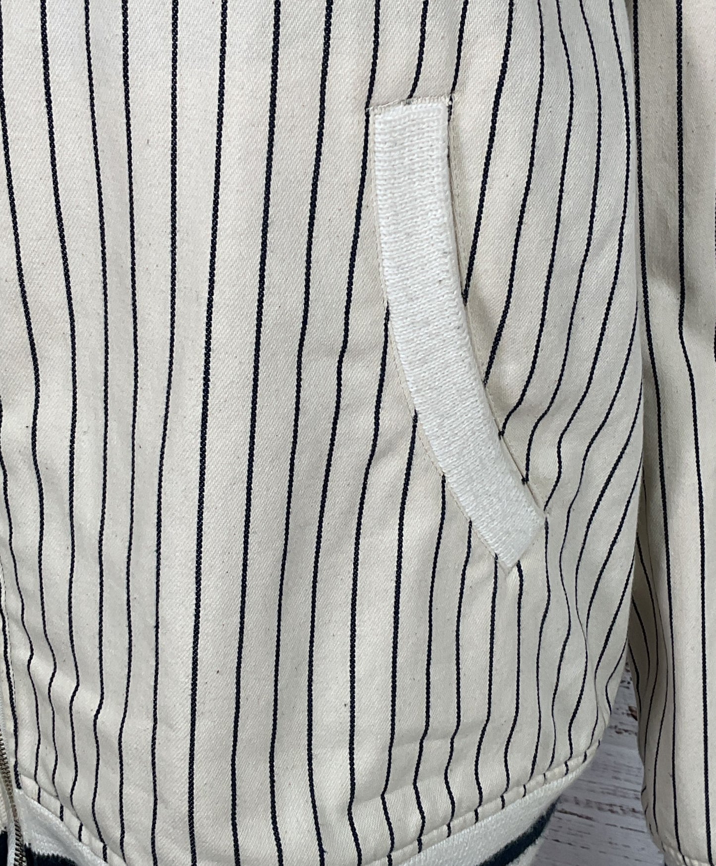 Billionaire Boys Club Season 6 Pinstripe Baseball Jacket Cream XL
