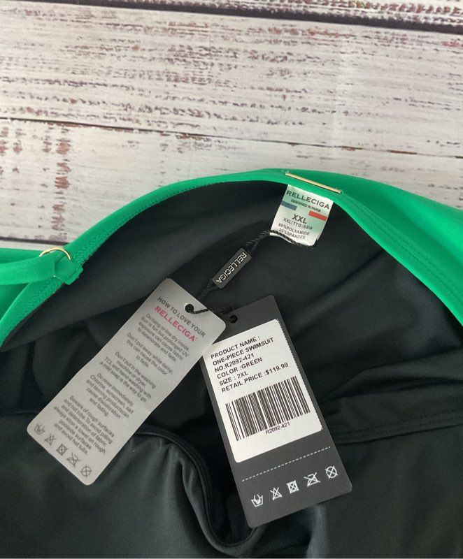 NWT Women's Relleciga Green One Piece Swimsuit Size XXL