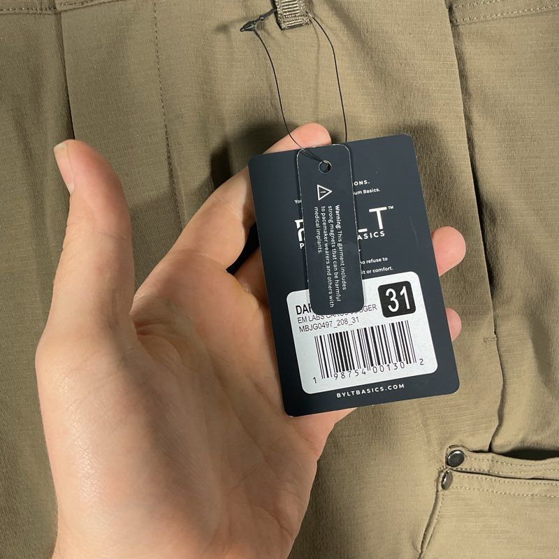 NWT Bylt Dark Taupe Labs Cargo Jogger Pants - Size 31