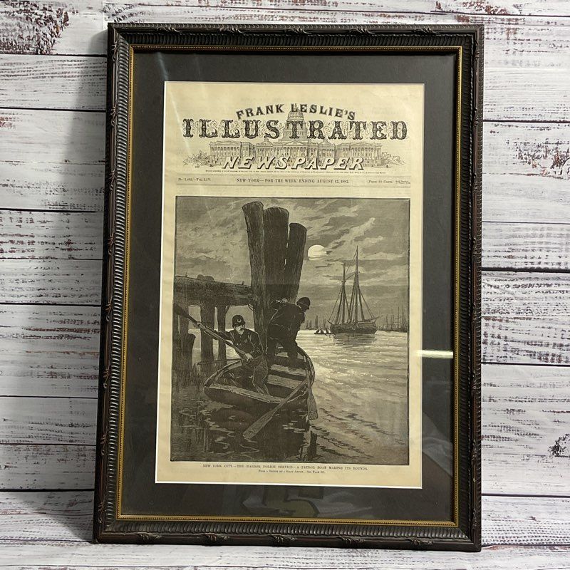 Antique Frank Leslie's Illustrated Newspaper Harbor Police Cover 1882 Vol. LIV