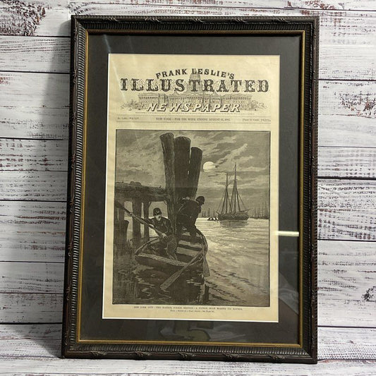 Antique Frank Leslie's Illustrated Newspaper Harbor Police Cover 1882 Vol. LIV
