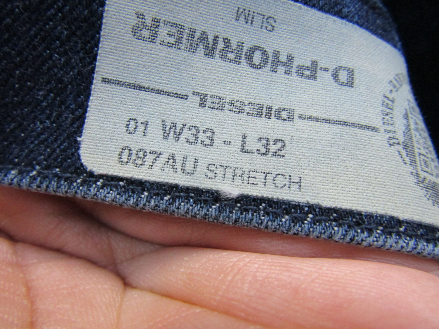 Diesel D-Phormer Men's Navy Blue Slim Fit Jeans Size 33 x 32